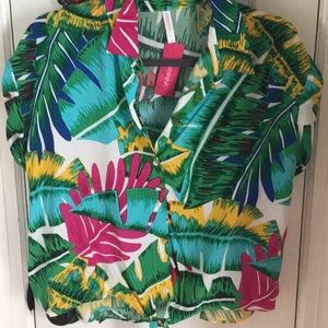 Xhilaration Palm leaf shirt size large